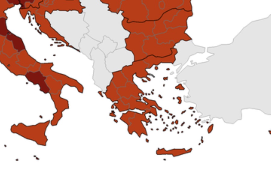 Χάρτης ECDC: «Κοκκίνισε» όλη η Ελλάδα, αυξήθηκε ο δείκτης θετικότητας 1