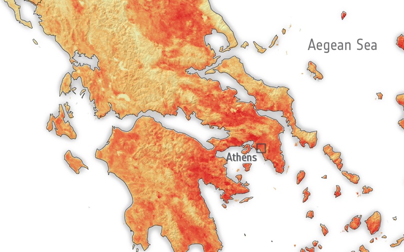 Στους 50°C η πραγματική θερμοκρασία της επιφάνειας της γης στην Ελλάδα στις 30/6 3