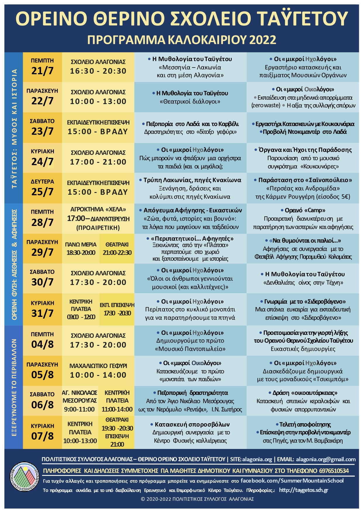 Για δεύτερη χρονιά θα λειτουργήσει το Θερινό ορεινό σχολείου Ταϋγέτου - Πρόγραμμα καλοκαιριού 2022 3