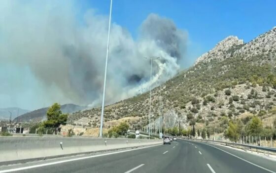 Φωτιά λίγο μετά τα διόδια της Ελευσίνας